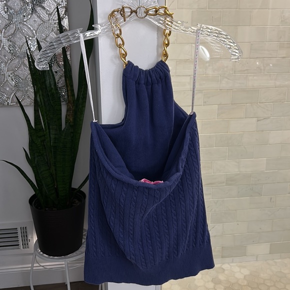 Lilly Pulitzer navy blue cable knit halter top size small - Picture 5 of 8
